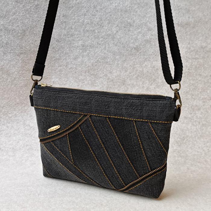 Riflová černá crossbody kabelka AKVAMARÍN 10