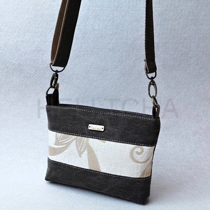 Riflová hnědo-béžová crossbody kabelka AKVAMARÍN 16