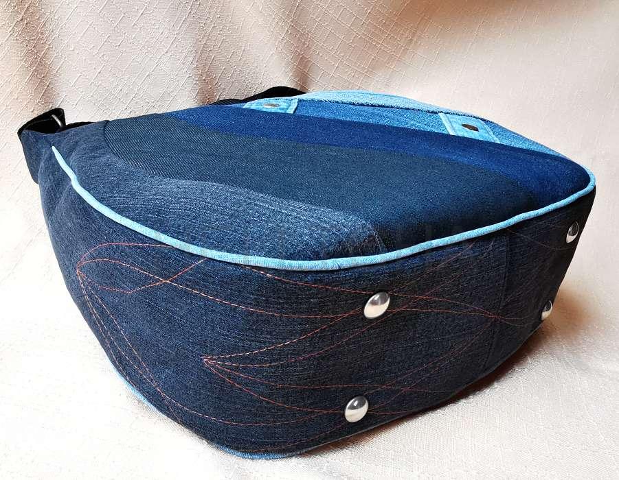 Ručně šitá jeansová kabelka AKSAMIT duha2