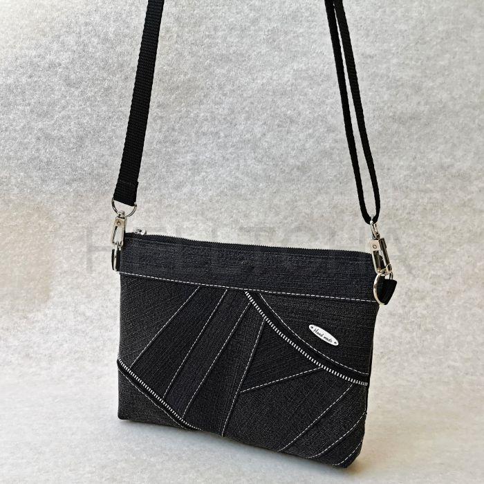 Riflová černá crossbody kabelka AKVAMARÍN 11