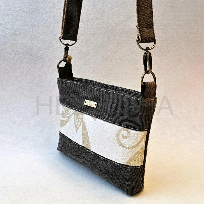 Riflová hnědo-béžová crossbody kabelka AKVAMARÍN 16
