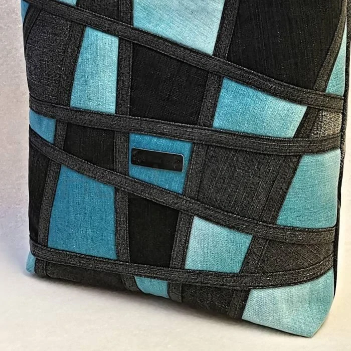 Džínová černo-tyrkysová crossbody kabelka TYRKYS 4