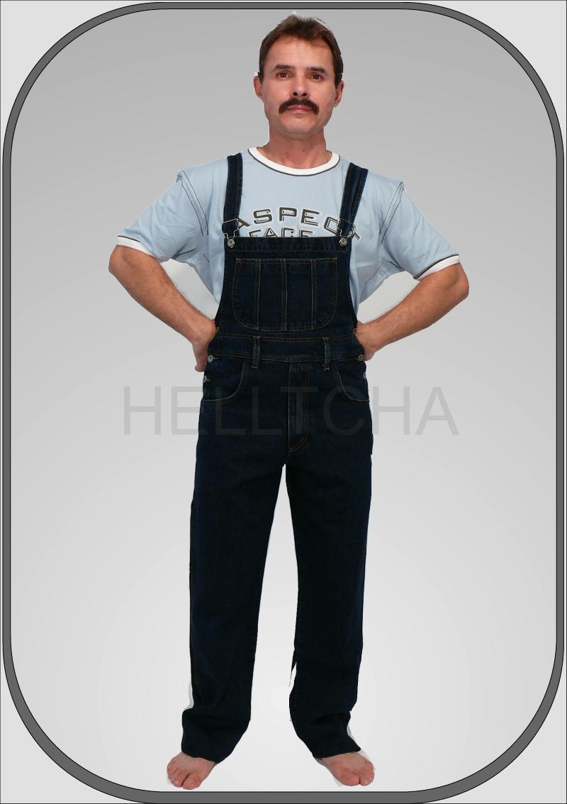 Jeansové prodloužené modré lacláče dl. 36" (91cm)