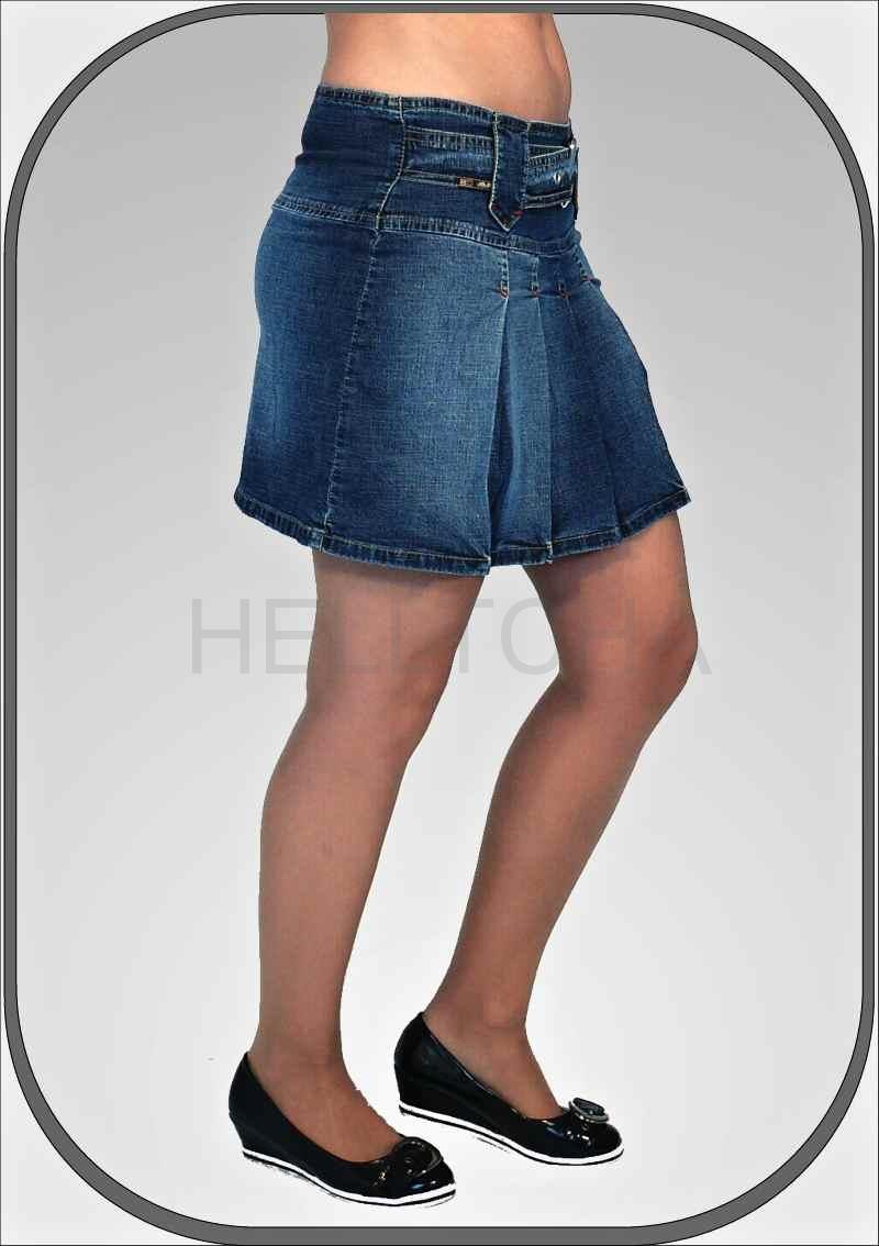 Džínová minisukně se sklady 5075