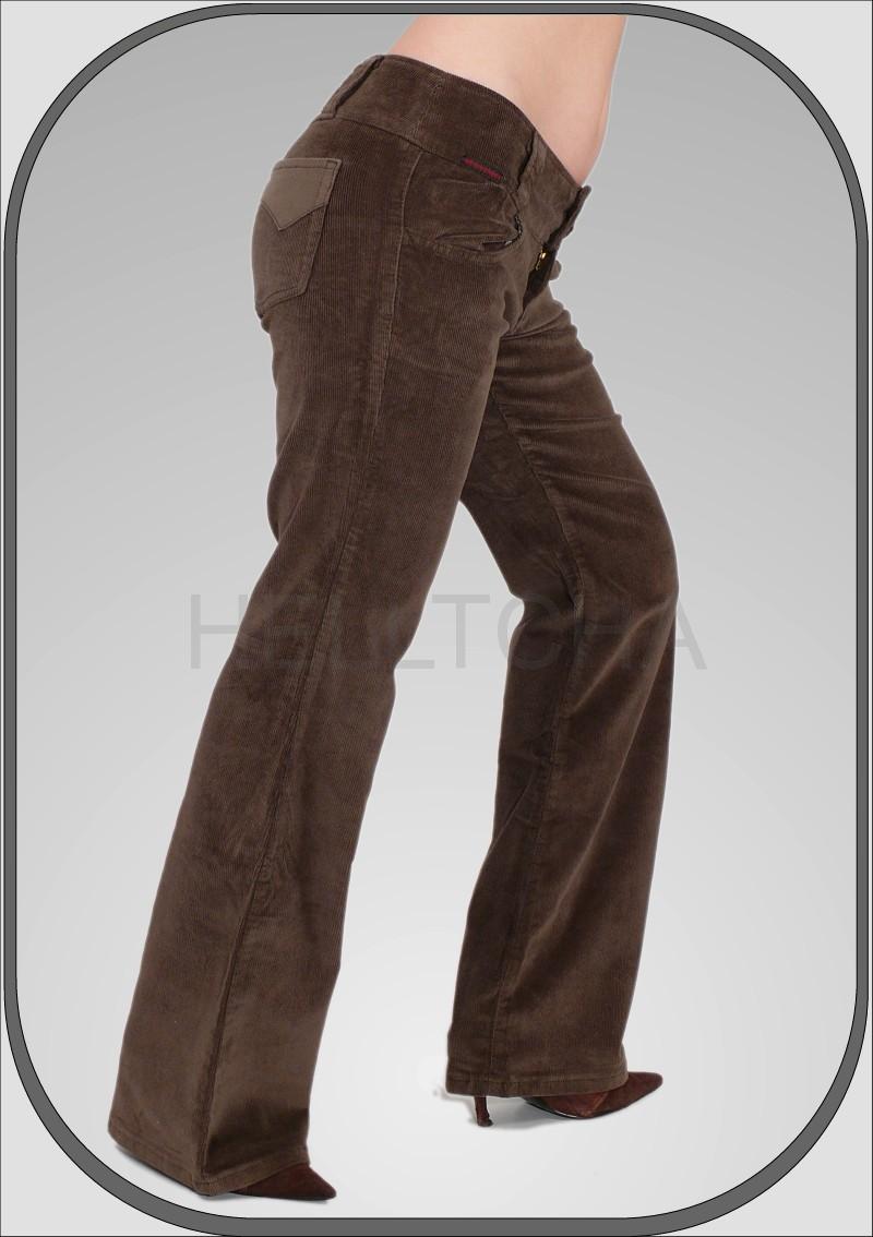 Dámské manšestrové khaki kalhoty 107