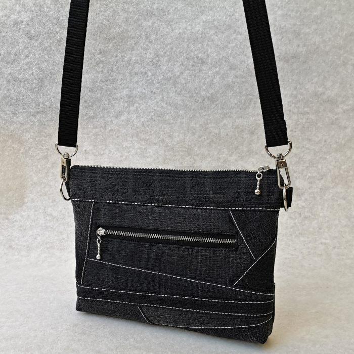 Riflová černá crossbody kabelka AKVAMARÍN 11