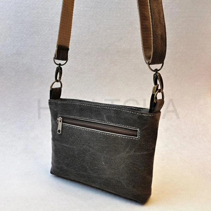 Riflová hnědo-béžová crossbody kabelka AKVAMARÍN 16