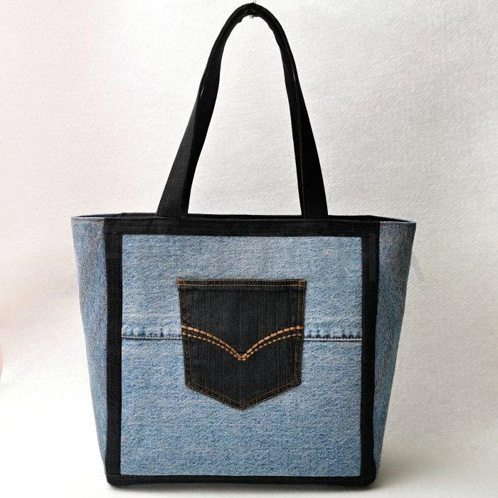 Ručně šitá riflová taška AZURIT 8