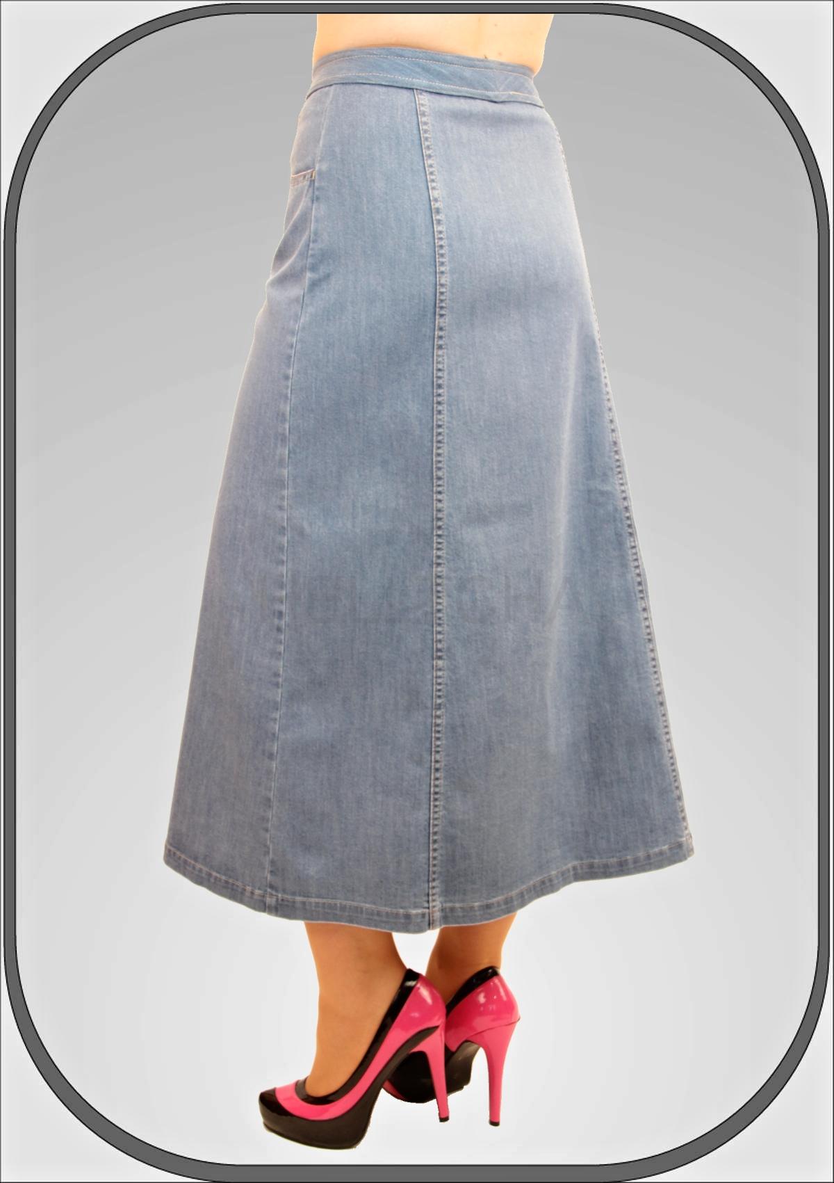 Dlouhá džínová propínací sukně 180