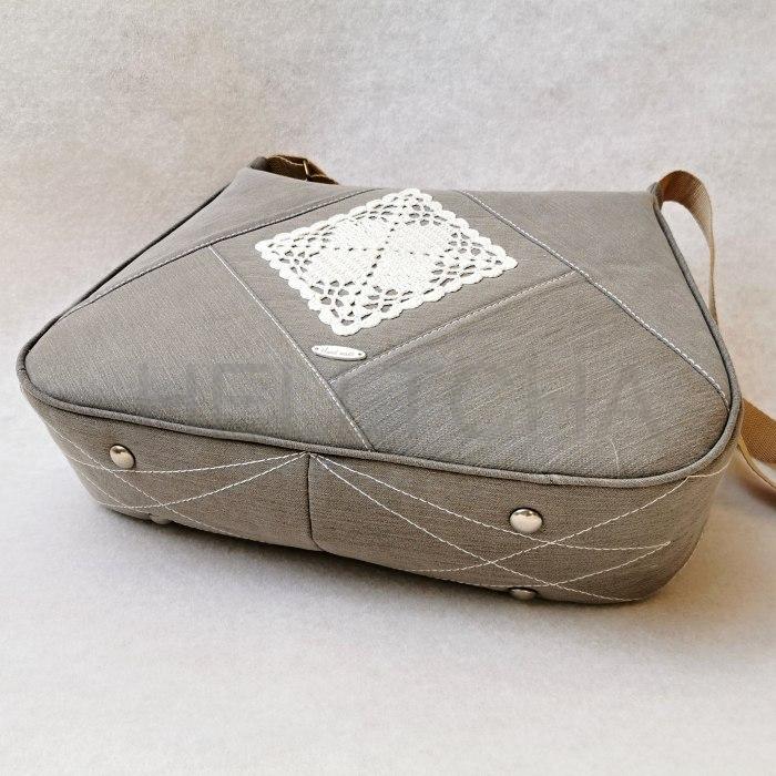 Béžová riflová kabelka s háčkovanou vsadkou PERLA 11