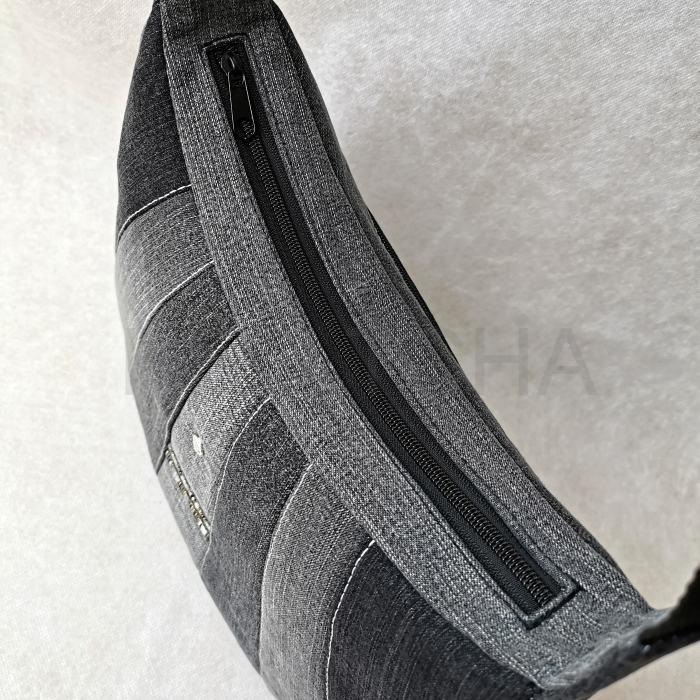 Ručně šitá černá jeansová kabelka AKSAMIT