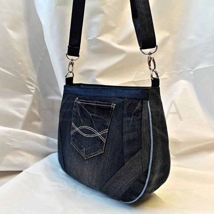 Ručně šitá riflová kabelka DIAMANT 7