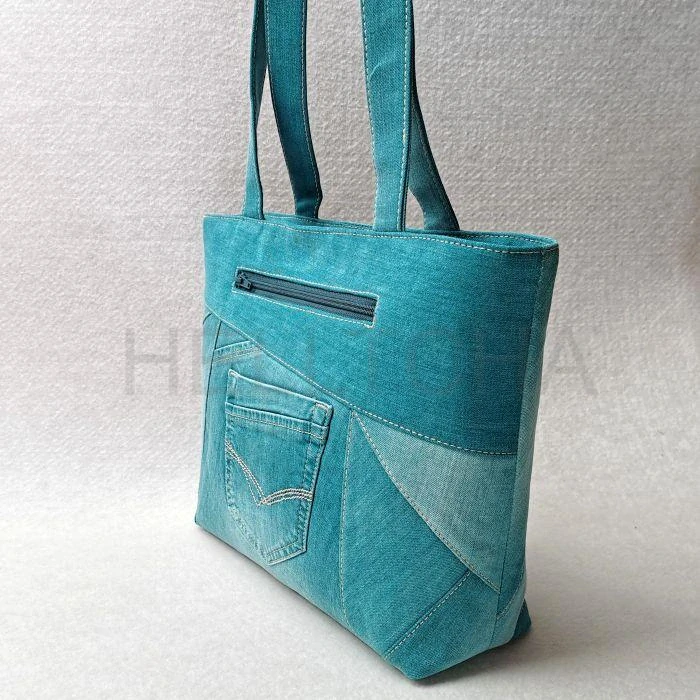 Tyrkysová ručně šitá kabelka SMARAGD 5