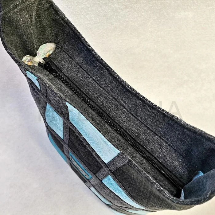 Džínová černo-tyrkysová crossbody kabelka TYRKYS 4