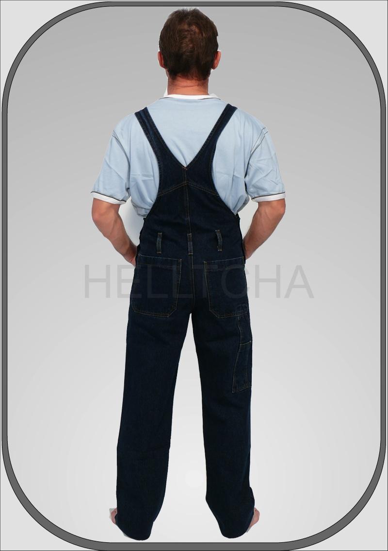 Jeansové prodloužené modré lacláče dl. 36" (91cm)