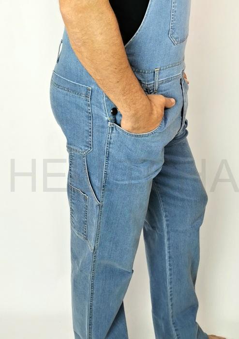 Jeansové světle modré lacláče se zipem dl. 34" (86cm)
