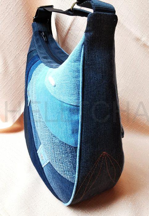 Ručně šitá jeansová kabelka AKSAMIT duha2