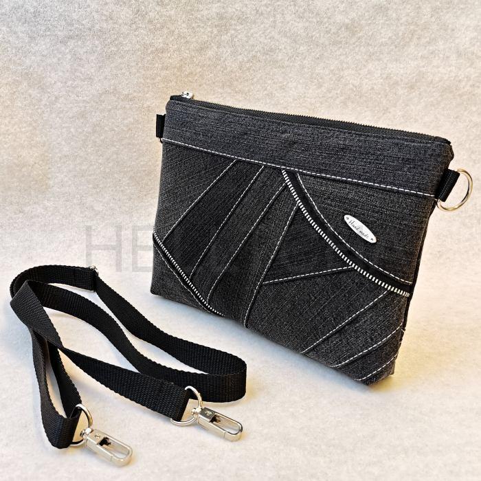 Riflová černá crossbody kabelka AKVAMARÍN 11