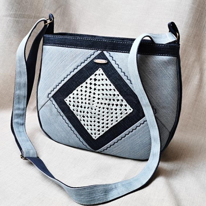 Ručně šitá džínová kabelka DIAMANT 6
