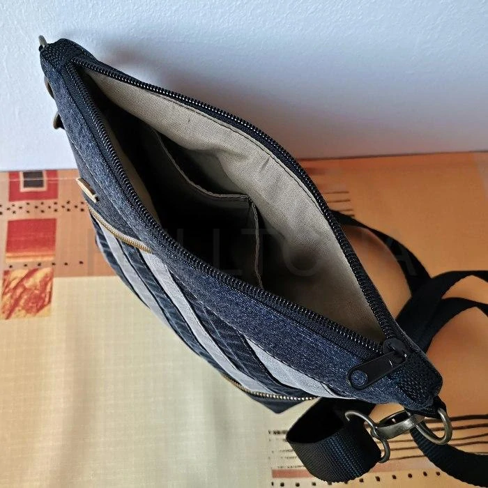 Riflová černo-béžová crossbody kabelka  AKVAMARÍN 15