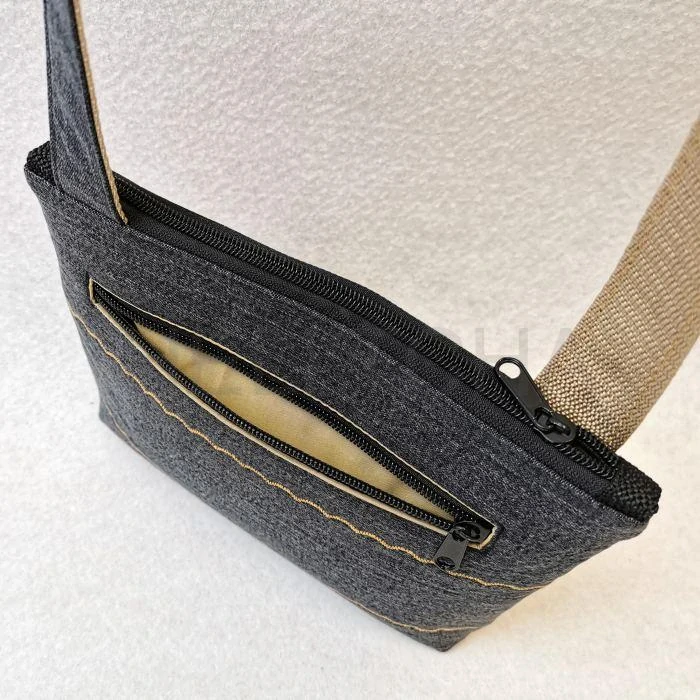 Riflová černá crossbody kabelka  AKVAMARÍN 18