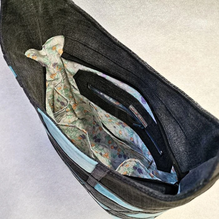 Džínová černo-tyrkysová crossbody kabelka TYRKYS 4