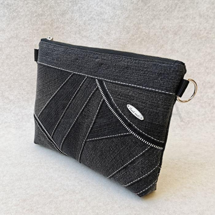 Riflová černá crossbody kabelka AKVAMARÍN 11