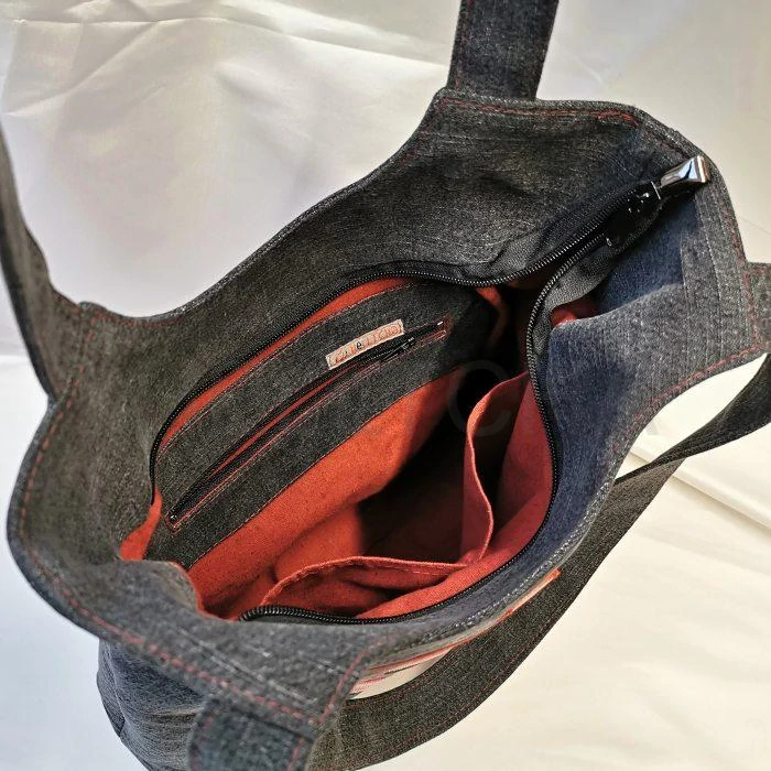 Černo-červená riflová kabelka ALEXANDRIT 4