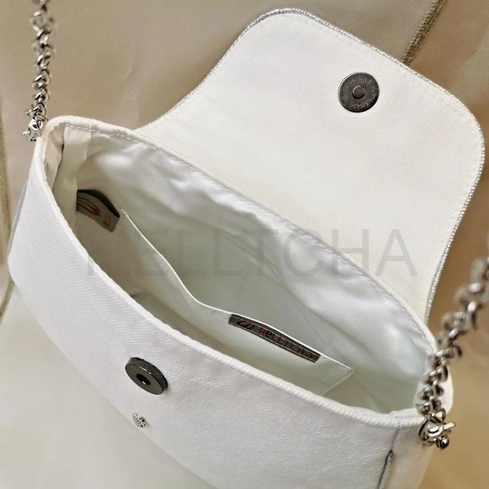 Bílá jeansová kabelka s klopou FLUORIT 2