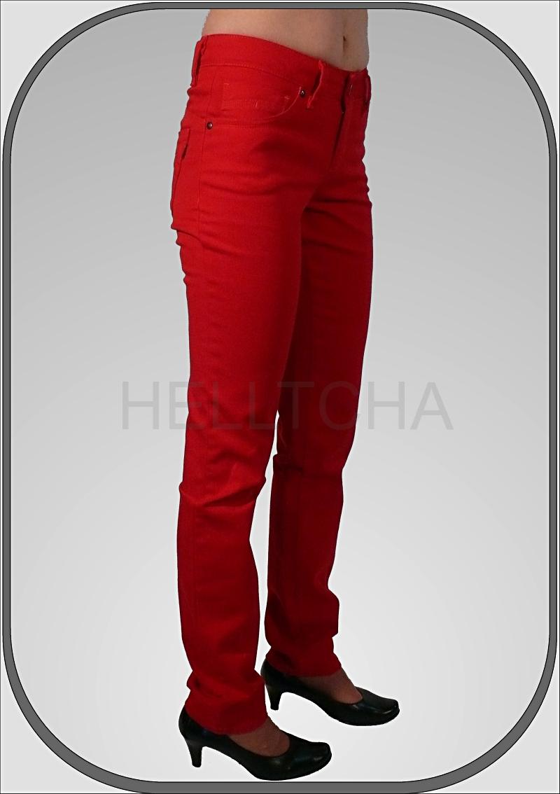 Červené úzké kalhoty CLEO dl. 34" (86cm)