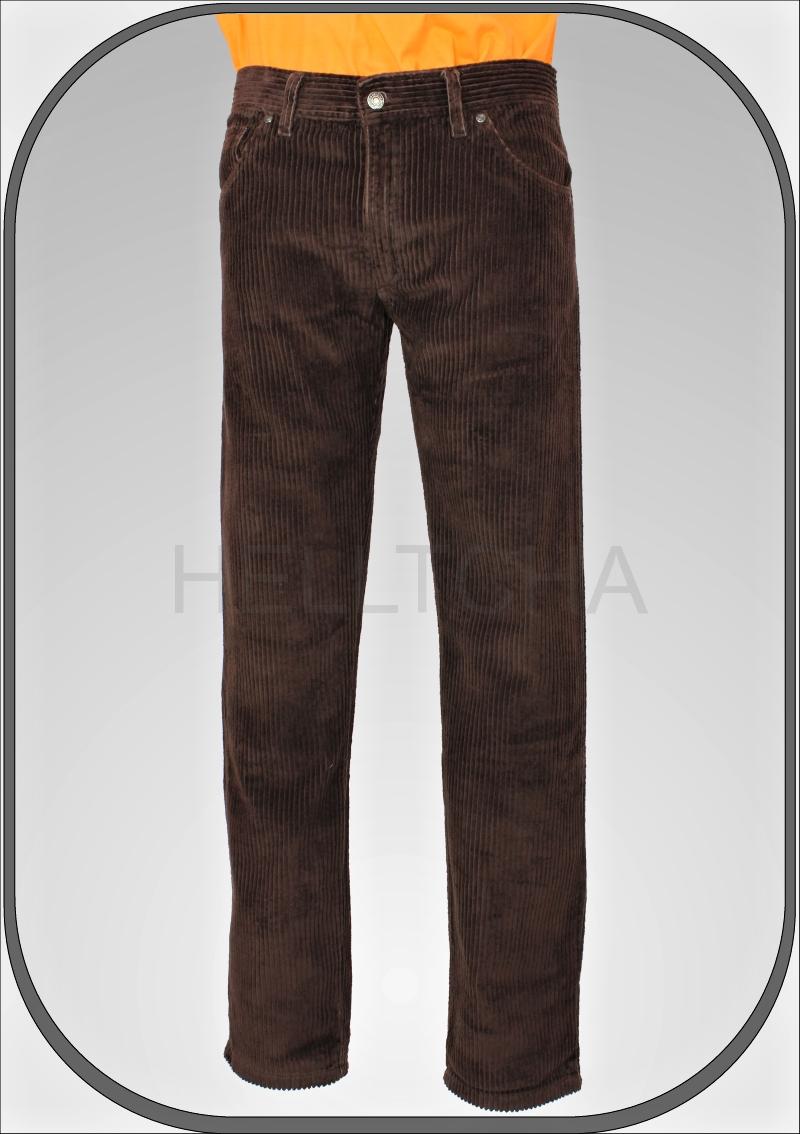 Hnědé manšestráky s širokým proužkem 308/34"