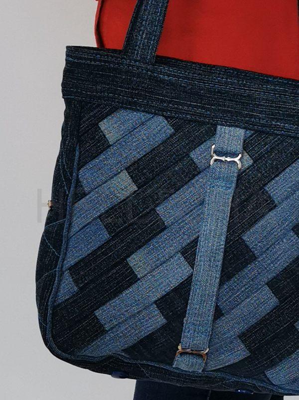 Ručně šitá jeansová kabelka s patchworkem SAFÍREK 2