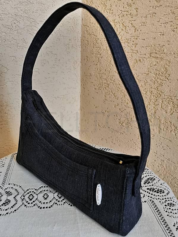 Malá černá riflová kabelka do ruky KORÁL