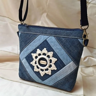Riflová crossbody kabelka AKVAMARÍN 14