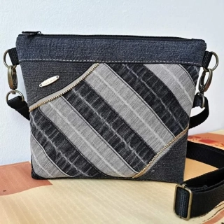 Riflová černo-béžová crossbody kabelka  AKVAMARÍN 15