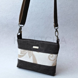 Riflová hnědo-béžová crossbody kabelka AKVAMARÍN 16