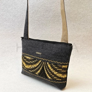 Riflová černá crossbody kabelka AKVAMARÍN 18