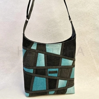Džínová černo-tyrkysová crossbody kabelka TYRKYS 4