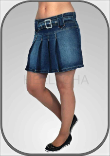 Džínová minisukně se sklady 5075
